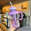 1400ml Ice-Cream Water Bottle, a kawaii jumbo purple smoothie and milkshake cup with handle and reusable straw.