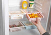 Stretchable Fridge Organizer Basket: Adjustable space-saving storage box for refrigerator shelves and food organization.