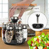 Rotating Spice Rack Organizer with 6 glass jars on a 360-degree rotating base for modern kitchen spice storage.