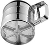 Stainless Steel Flour Sifter Cup – Handheld manual flour filter for baking with fine mesh screen and squeeze handle.