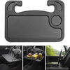 Steering wheel dining food tray and laptop desk for car, versatile vehicle seat mount table for drivers and passengers.