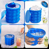 Silicone Ice Bucket and Ice Cube Genie for fast freezing and easy storage of ice cubes for drinks and cans.