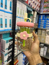 400ml Flower Bow Glass Cup with straw, featuring a cute kawaii aesthetic design for drinks.