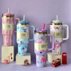 Stainless Steel Flower Design Tumbler collection: Vacuum insulated car mugs with lids and straws in floral patterns.