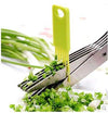 5-layer herb scissors, a multifunctional stainless steel vegetable cutter, chopping green onions with a cleaning comb.