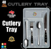 Omega Collection Cutlery Tray: Premium plastic kitchen drawer organizer for forks, spoons, and knives.