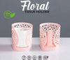 Floral Round Tissue Holder: BPA-free decorative organizer for home and office, perfect for modern desk organization.