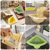 Magnetic corner sink drain basket, a space-saving kitchen scrap filter with automatic quick-release drainage.