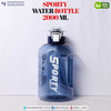 Happy Sporty 2000ML Water Bottle with time marker, BPA-free 2L motivational gym bottle for hydration.