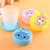 Foldable Magic Glass for Kids: Portable collapsible travel cup with lid featuring cute animal designs for school or trips.