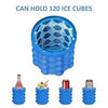 Silicone Ice Bucket Ice Cube Genie holds 120 cubes, perfect for chilling wine, soda, and beer cans in this blue mold.