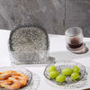 Premium Quality 8pcs Cloud Texture Plate Set with elegant clear glass design for serving appetizers and fresh fruit.