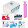 Vacuum Storage Bags Set with hand pump for space-saving compression. Includes 5 airtight, waterproof bags for bedding.