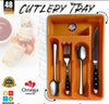 Omega Collection Cutlery Tray: Premium plastic kitchen drawer organizer for forks, spoons, and knives.