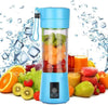 Blue portable 380ml juicer blender with 6 blades, USB rechargeable, perfect for making fresh smoothies and fruit juices.