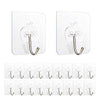 Pack of 10 adhesive single hooks, heavy-duty transparent wall hooks for damage-free hanging organization.