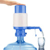 Manual hand pressure water pump for 5 gallon water bottles with short tube, cap, and convenient drinking fountain spout.