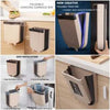 Foldable Hanging Trash Can, wall-mounted kitchen cabinet waste bin for space-saving compact garbage disposal.