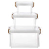 3Pcs Multi-Purpose Stackable Storage Box Set, transparent kitchen organizers with airtight locking lids.