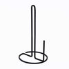 Metal tissue roll stand and heavy-duty vertical paper towel holder with a sleek black finish for kitchen organization.