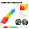 Rainbow Microfiber Duster for home and car, static charge dust remover with colorful plastic handle for easy cleaning.