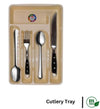 Omega Collection Cutlery Tray: premium plastic kitchen drawer organizer for flatware, BPA-free cream storage insert.