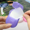 3-Pack Portable Paper Soap in purple case; travel-friendly dissolving hand washing sheets for outdoor hygiene.