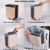 Foldable Hanging Trash Can instructions showing how to mount this wall-mounted kitchen cabinet waste bin.